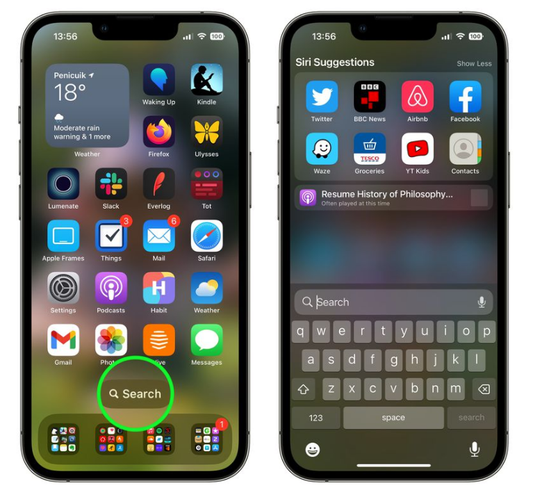 铁山苹果手机维修分享升级到 iOS 16 后，如何删除主屏幕上的搜索按钮 
