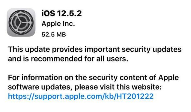 铁山苹果手机维修分享iOS12.5.2发布，建议所有老苹果用户安装 